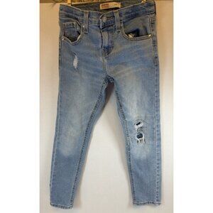 Levi Strauss Jeans Boys Size 8 Regular Taper Adjustable Light Wash Distressed